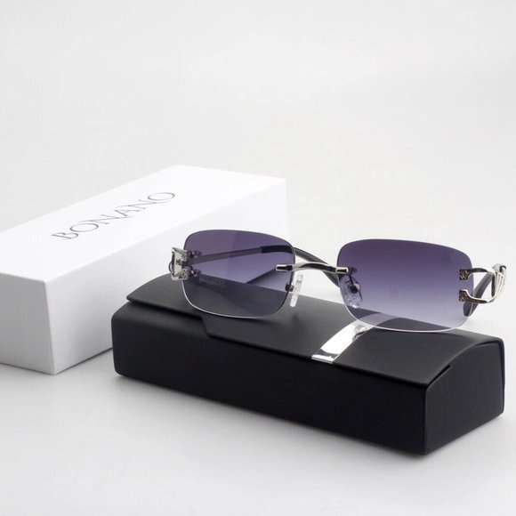 Bonano Venician Rimless SIlver Frames Sunglasses Glasses Vintage Designer - Picture 6 of 8